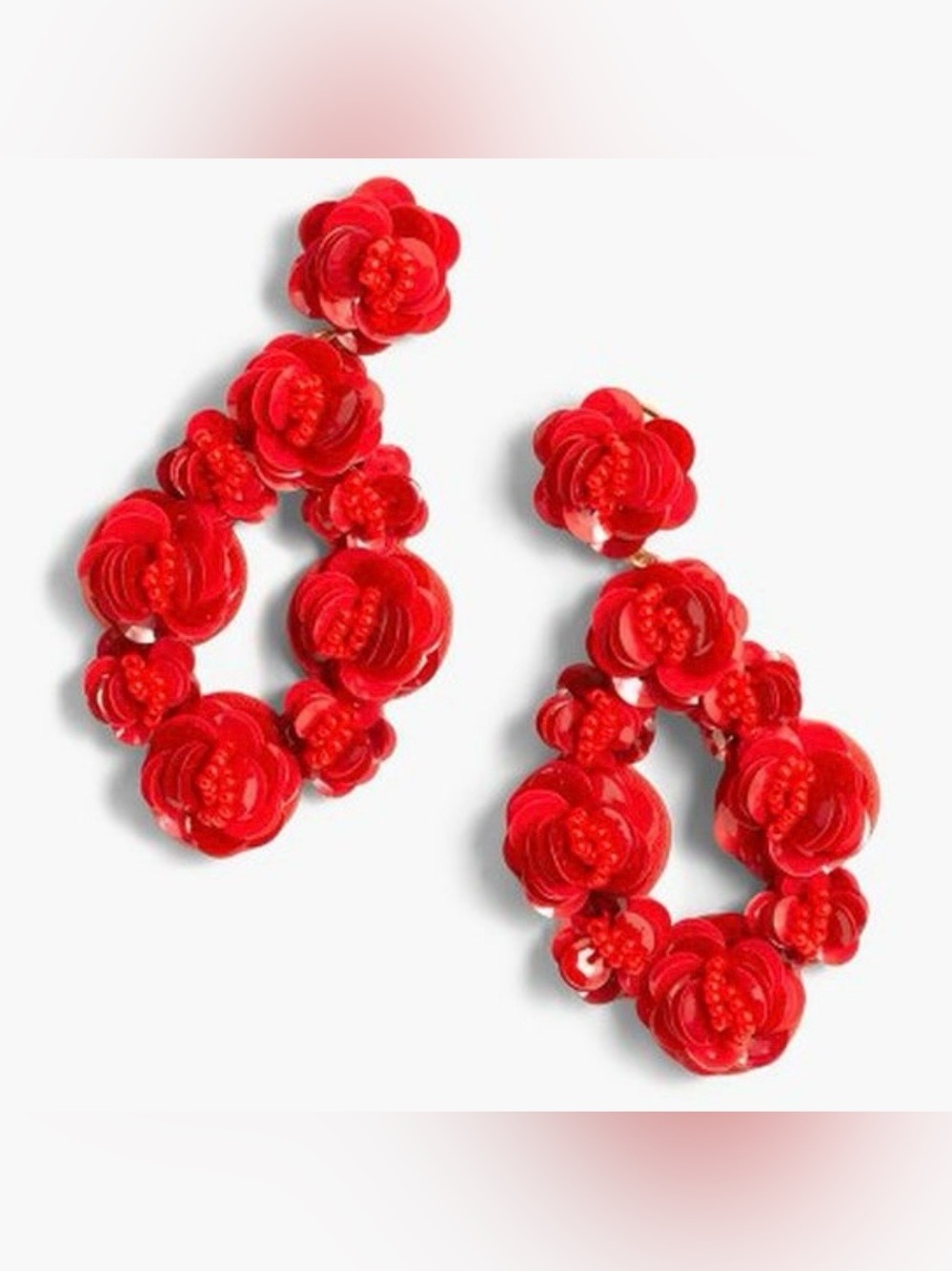 J. Crew Red Sequin Statement Earrings